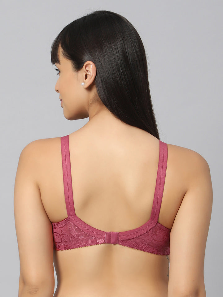 Bluenixie Salmon color Butterfly Print net Full Coverage Bra