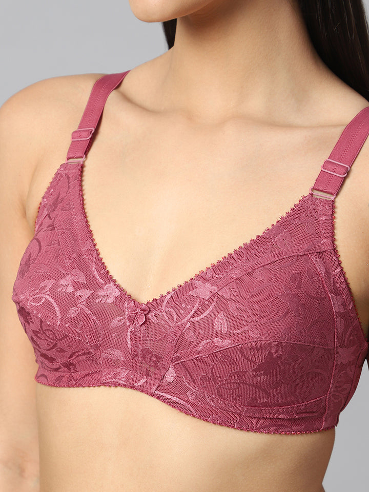 Bluenixie Salmon color Butterfly Print net Full Coverage Bra
