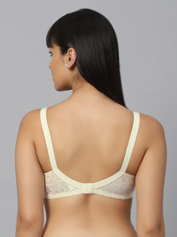 Bluenixie Cream color Butterfly print Luxuria Full Coverage Bra