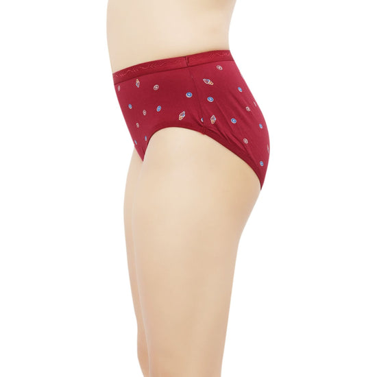 Bluenixie Red Color Cotton Printed Hipster Pantie