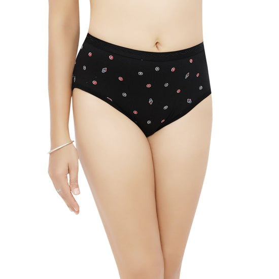 Bluenixie Black Color Cotton Printed Hipster Pantie