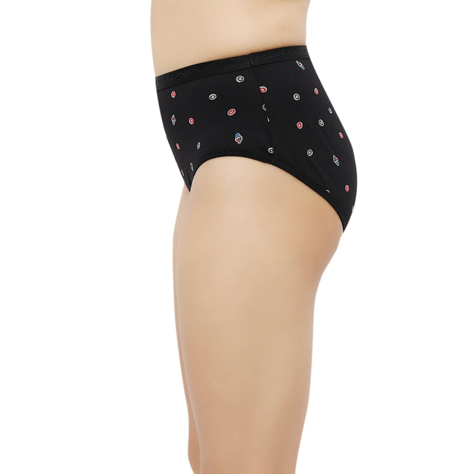 Bluenixie Black Color Cotton Printed Hipster Pantie