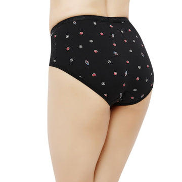 Bluenixie Black Color Cotton Printed Hipster Pantie