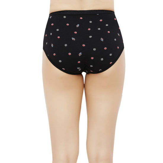 Bluenixie Black Color Cotton Printed Hipster Pantie