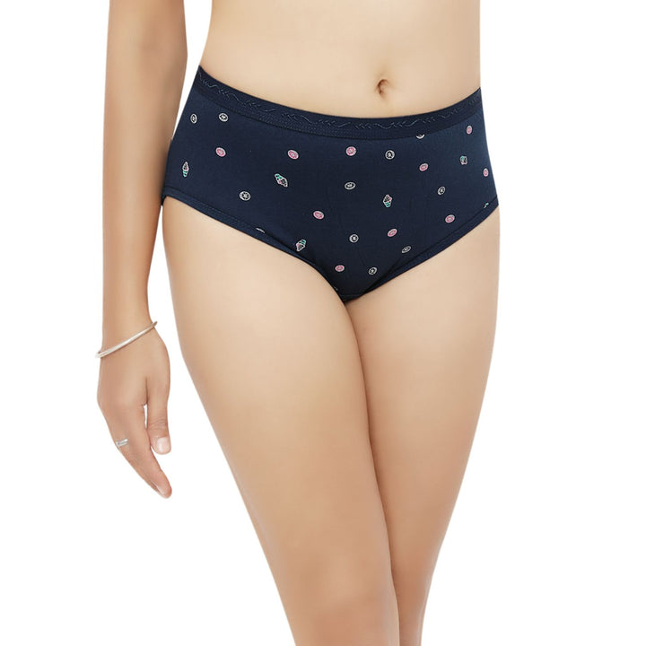 Bluenixie Blue Color Cotton Printed Hipster Pantie