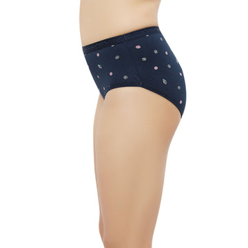 Bluenixie Blue Color Cotton Printed Hipster Pantie
