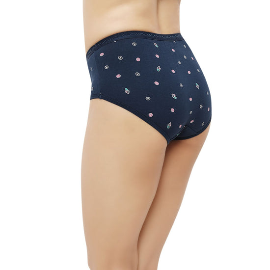Bluenixie Blue Color Cotton Printed Hipster Pantie