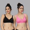 BlueNixie online T-Shirt Bra Combo set of 2 Black & Fuchsia Colors