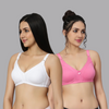 BlueNixie BN0210 Combo 2 pc Cotton Rich T-Shirt Bra  Fuchsia-White