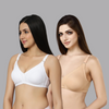 BlueNixie BN0210 -T-Shirt Bra Combo set of 2 White-Skin