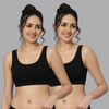 BlueNixie BN3014 Slip On Medium Impact Sports Bra Combo Black-Black