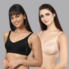 BlueNixie #BNF1702 Full coverage Minimizer Bra Combo set of 2 Black - Skin Color