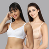 BlueNixie #BNF1702 Full coverage Minimizer Bra Combo set of 2 White- Skin Color