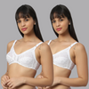 Butterfly Print net Full Coverage Bra Combo Set of 2 White Color - Bluenixie