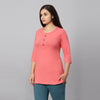Bluenixie D.Peach Color Hosiery Kurti Top for Women 3/4 Sleeves