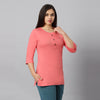 Bluenixie D.Peach Color Hosiery Kurti Top for Women 3/4 Sleeves