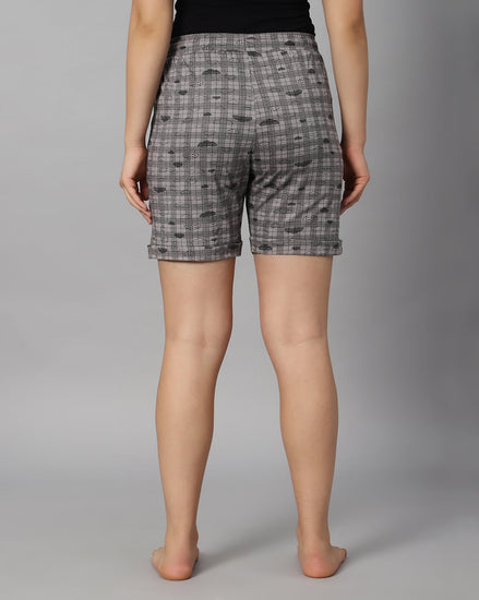 Women's Cotton Printed Grey Color Short