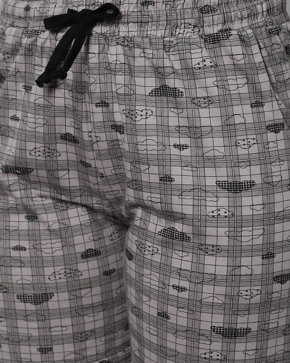 Women's Cotton Printed Grey Color Short