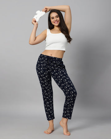 Hosiery Cotton Printed Pyjamas with both side zipper pocket - Bluenixie