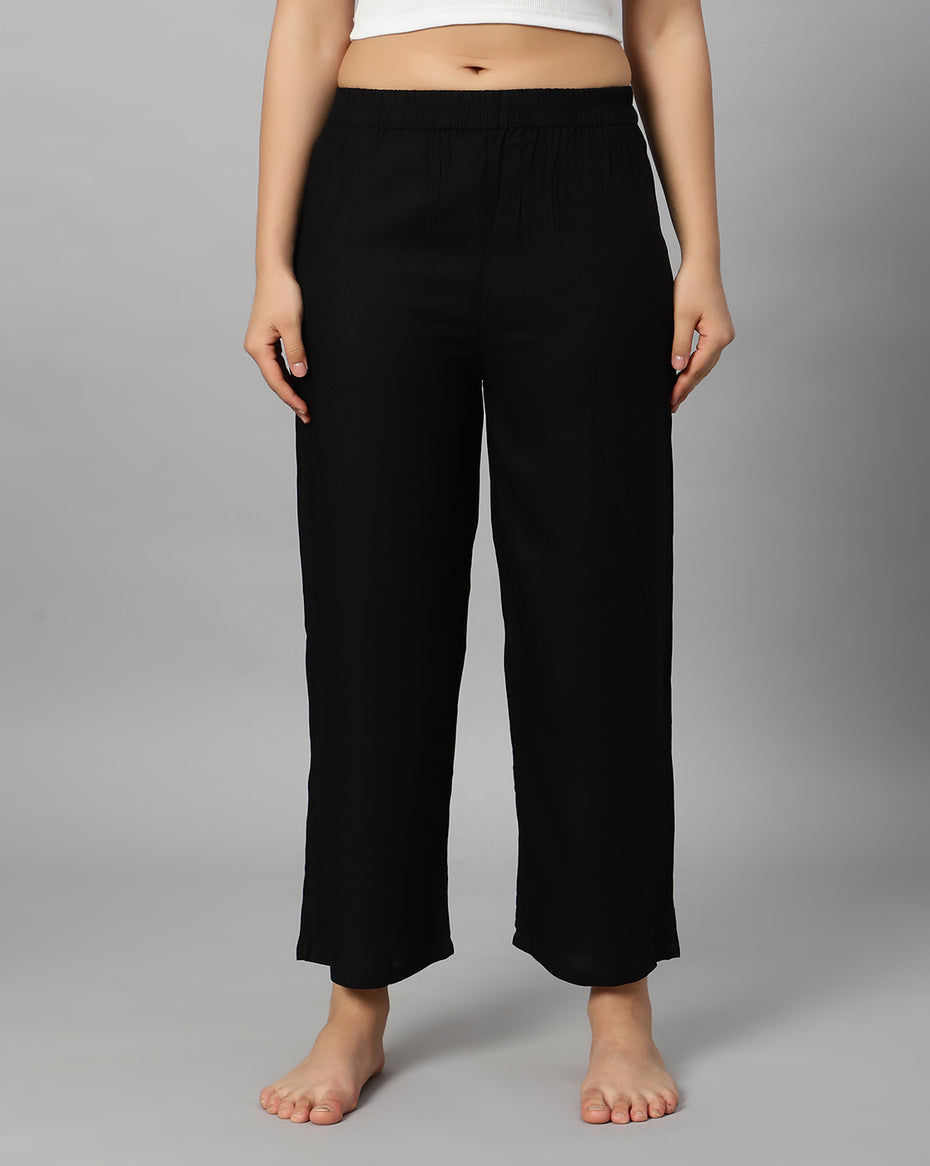 Bluenixie Black color Rayon Fabric Palazzos