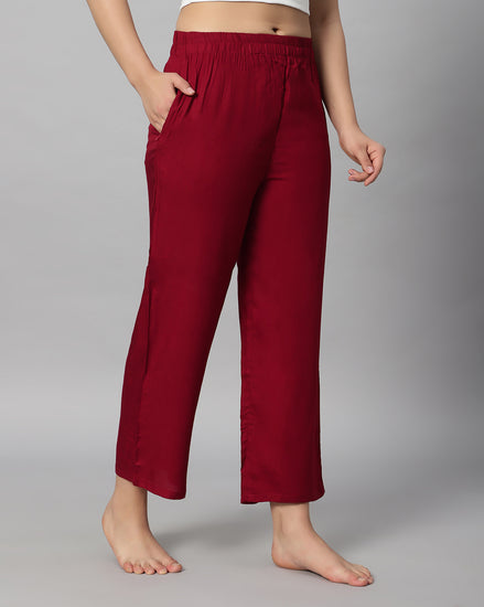 Bluenixie Maroon color Rayon Fabric Palazzos