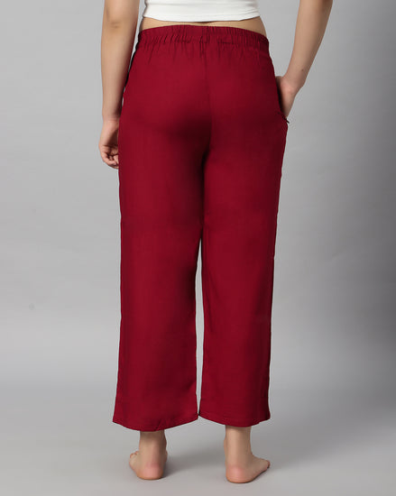 Bluenixie Maroon color Rayon Fabric Palazzos