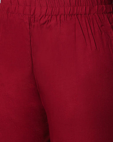 Bluenixie Maroon color Rayon Fabric Palazzos