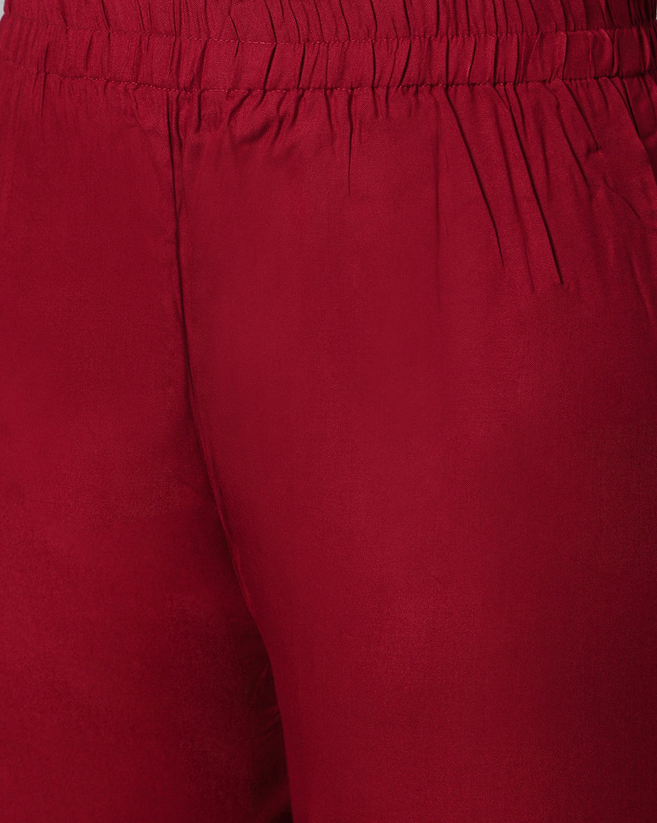 Bluenixie Maroon color Rayon Fabric Palazzos