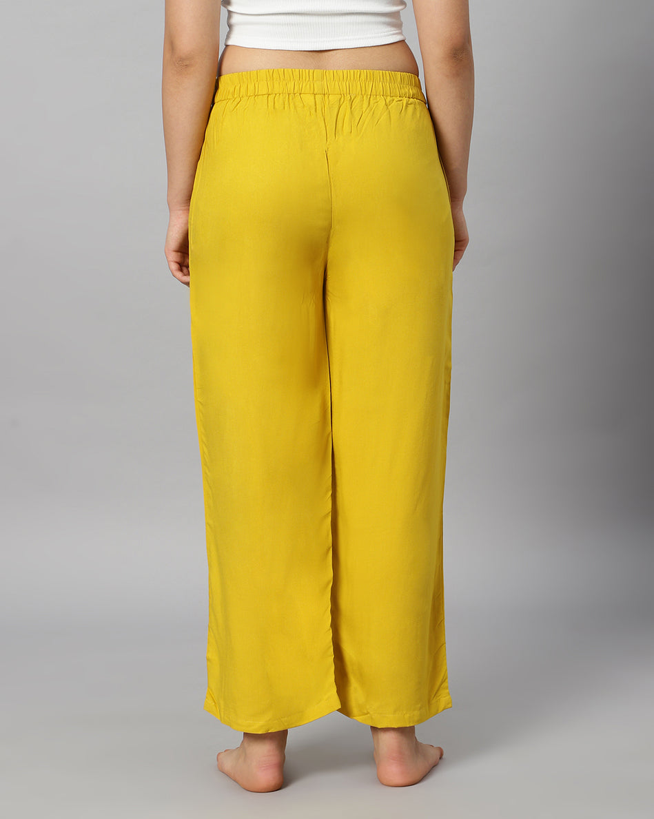 Bluenixie Musturd color Rayon Fabric Palazzos