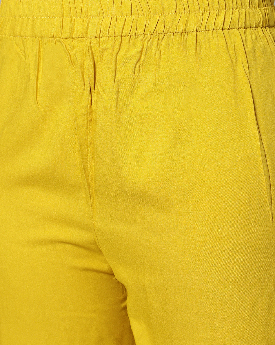 Bluenixie Musturd color Rayon Fabric Palazzos