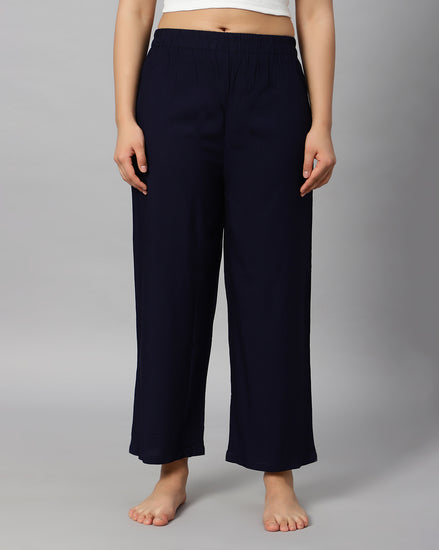 Bluenixie Navy Blue color Rayon Fabric Palazzos