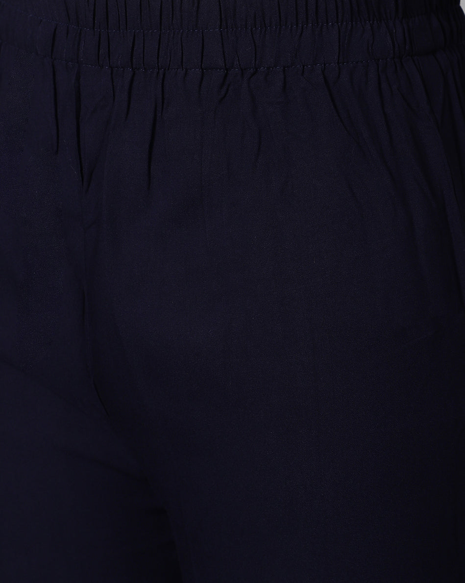 Bluenixie Navy Blue color Rayon Fabric Palazzos
