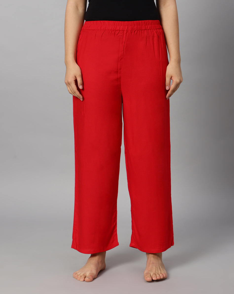 Bluenixie red color Rayon Fabric Palazzos