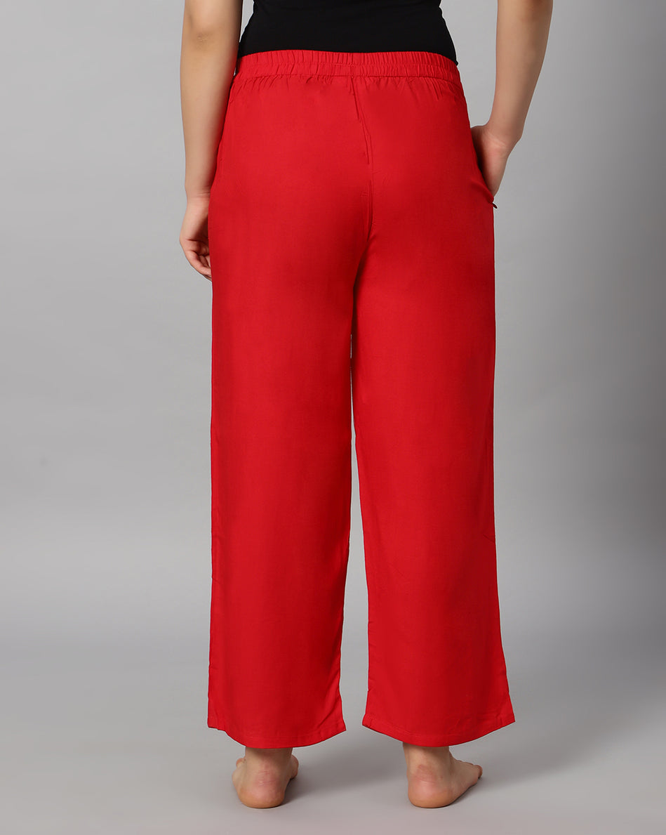 Bluenixie red color Rayon Fabric Palazzos