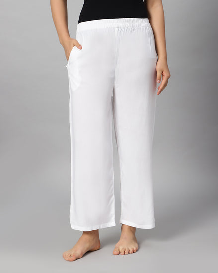 Bluenixie White color Rayon Fabric Palazzos