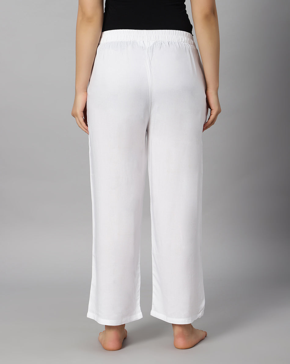 Bluenixie White color Rayon Fabric Palazzos