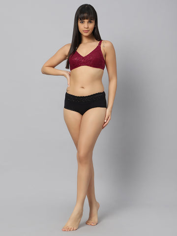 Bluenixie Maroon color Butterfly Print net Full Coverage Bra